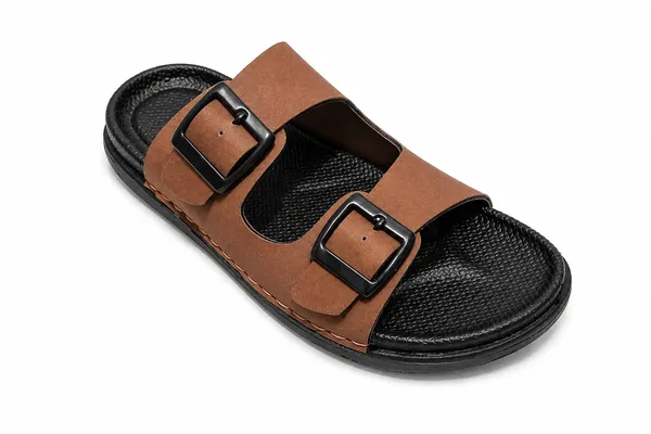 Brown_Dual-Strap_Sandals_With_Adjustable_Buckles_For_Men