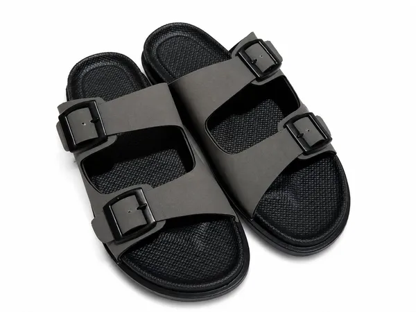 Black_Double_Strap_Buckle_Sandals_For_Men