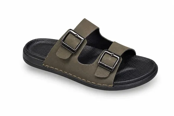 Olive_Green_Double_Buckle_Comfort_Sandals_For_Men