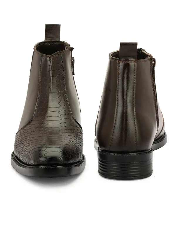 Brown_Textured_Chelsea_Boots_With_Side_Zipper_For_Men