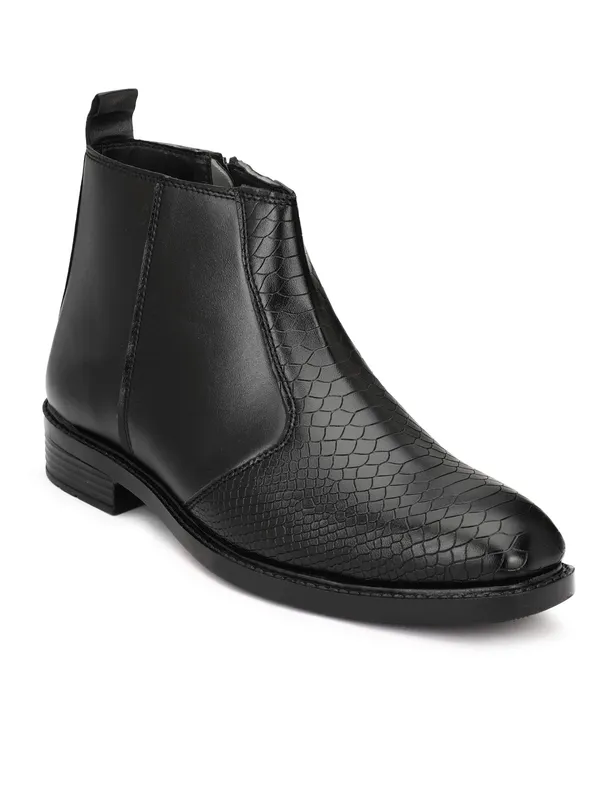 Black_Textured_Chelsea_Boots_With_Zipper_For_Men