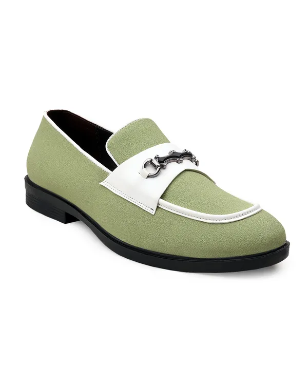 Olive_Green_And_White_Chain_Loafers_For_Men