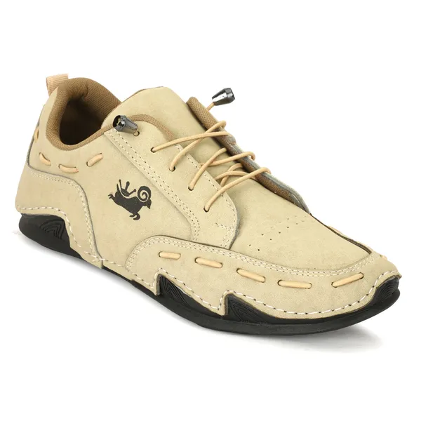 Beige_Casual_Lace-Up_Loafers_Dragon_Logo_For_Men
