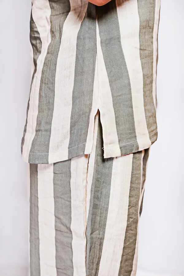 Green_And_White_Striped_Cotton_Sleepwear_Set_For_Women