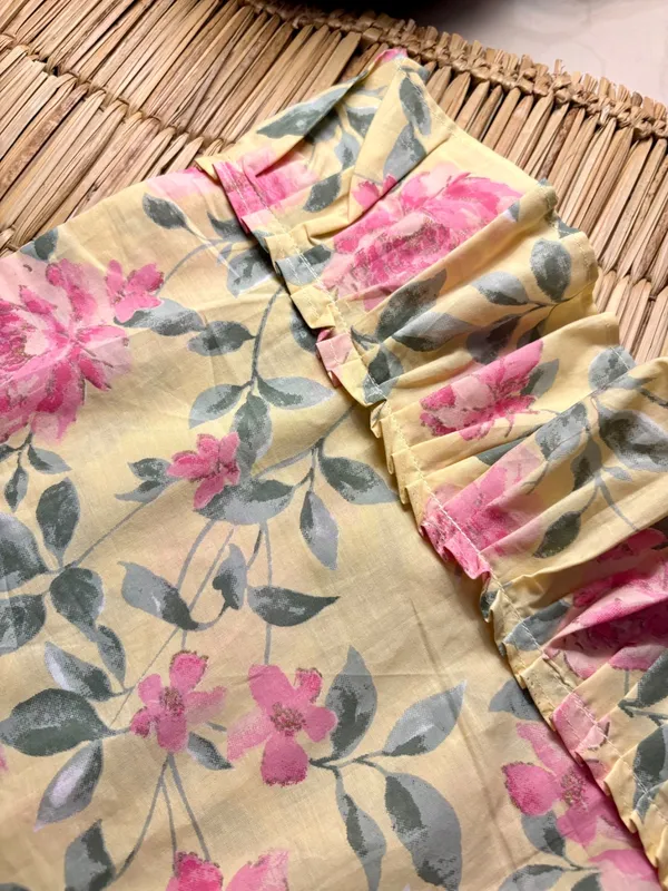 Yellow_Floral_Print_Cotton_Midi_Dress_For_Women