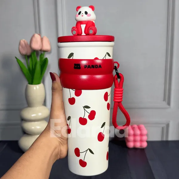 Stainless_Steel_Cherry_Print_Insulated_Water_Bottle_With_Panda_Lid