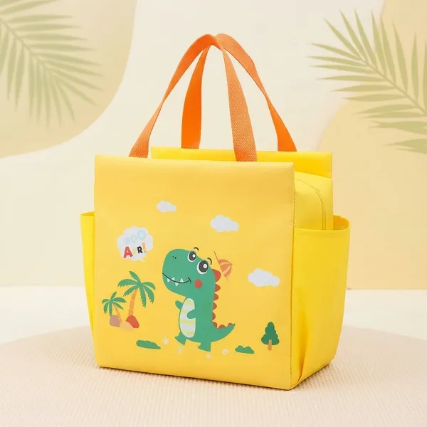 Yellow_Polyester_Dinosaur_Print_Insulated_Lunch_Bag_For_Kids