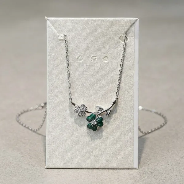 Silver_925_Sterling_Floral_Branch_Emerald_Clear_Crystal_Pendant_For_Women