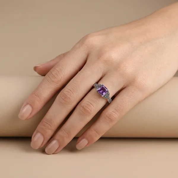 Silver_925_Purple_Stone_Marcasite_Three-Stone_Ring_For_Women