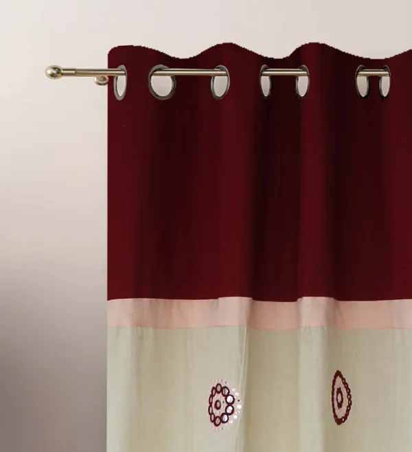 Pack_of_2_Cotton_Maroon_Circular_Embroidery_Eyelet_Curtain_Set_for_Window_and_Door