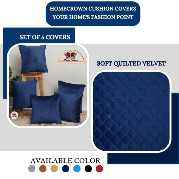 Navy_Blue_Quilted_Velvet_Cushion_Covers_Set_of_5_Soft_Decorative_Throw_Pillow_Cases_for_Sofa,_Couch,_Bed,_and_Living_Room_Zipper_Closure,_16x16_Inch