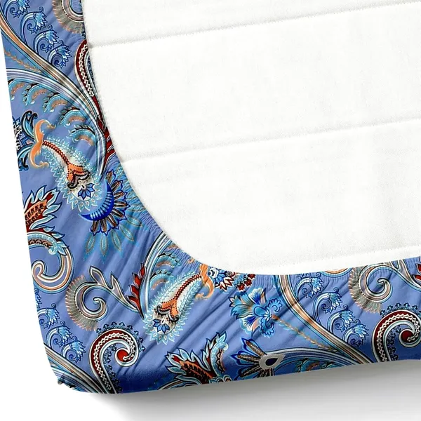 220TC_Elastic_Fitted_100%_Cotton_Feel_Printed_King_Size_Double_Bed_Bedsheet_with_2_Pillow_Cover_(72"x78"_Upto_6"_Mattress)_Blue_Flowers