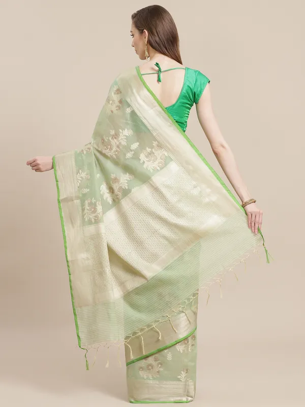 Green_Masrise_Cotton/Cotton_Banarasi_Sarees_For_Women