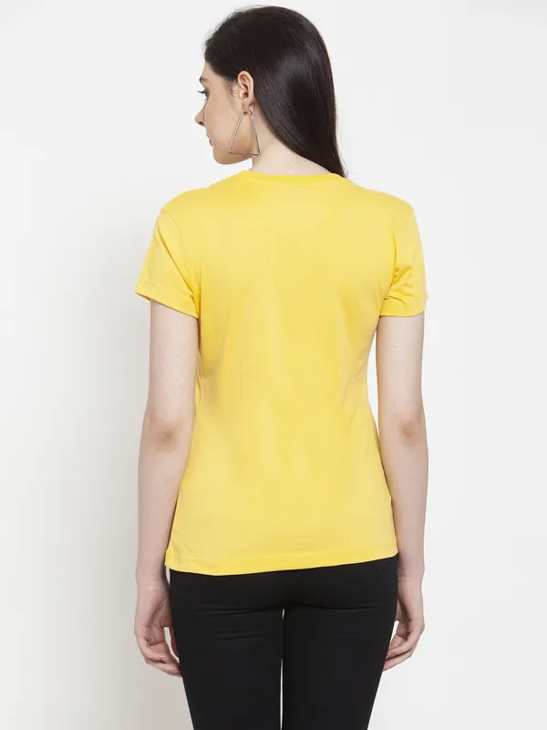 Yellow_Cotton_Love_Yourself_Print_Round_Neck_T-Shirt_For_Women