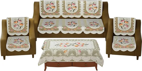Cotton_Polyester_Net_Fabric_Floral_5_Seater_Sofa_Cover_with_Matching_4_Seater_Center_Table_Cover_Set,_Brown