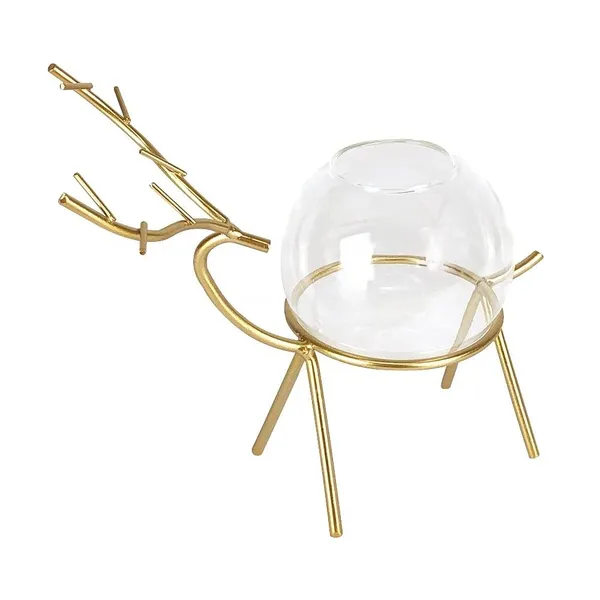 Set_Of_2_Gold_Glass_Planter_Holder_Deer_Glass_Pot_Glass_Flower_Pot