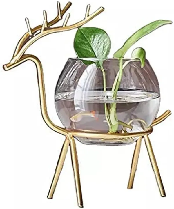 Set_Of_2_Gold_Glass_Planter_Holder_Deer_Glass_Pot_Glass_Flower_Pot