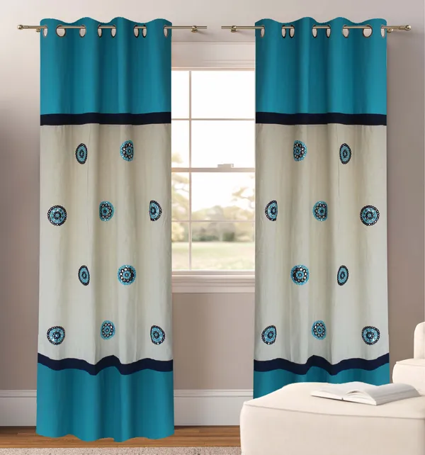 Pack_of_2_Cotton_Turquoise_Circular_Embroidery_Eyelet_Curtain_Set_for_Window_and_Door