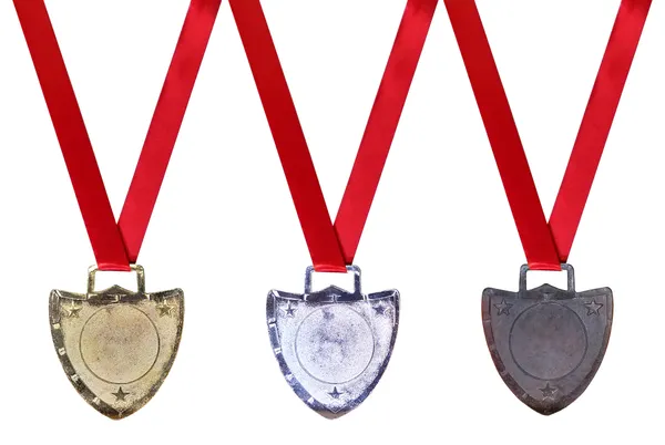 Pack_Of_3_Shield_Medals_|_With_Satin_Ribbon_|_Size_-_2.5_Inch_Dia_|_Gold_&_Silver_&_Brown