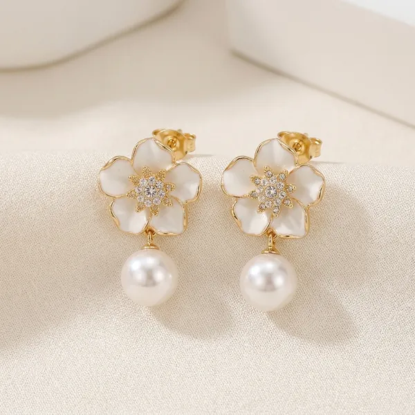 Korean_Flower_Pearl_Drop_Earrings
