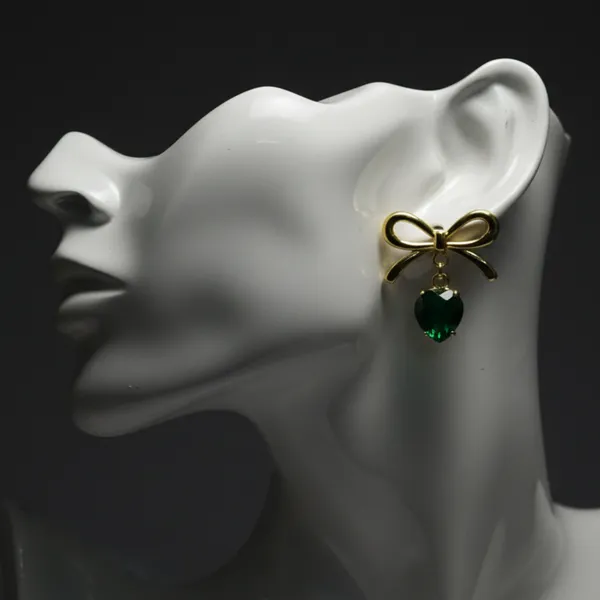 Gold_Plated_Bow_Earrings_Green