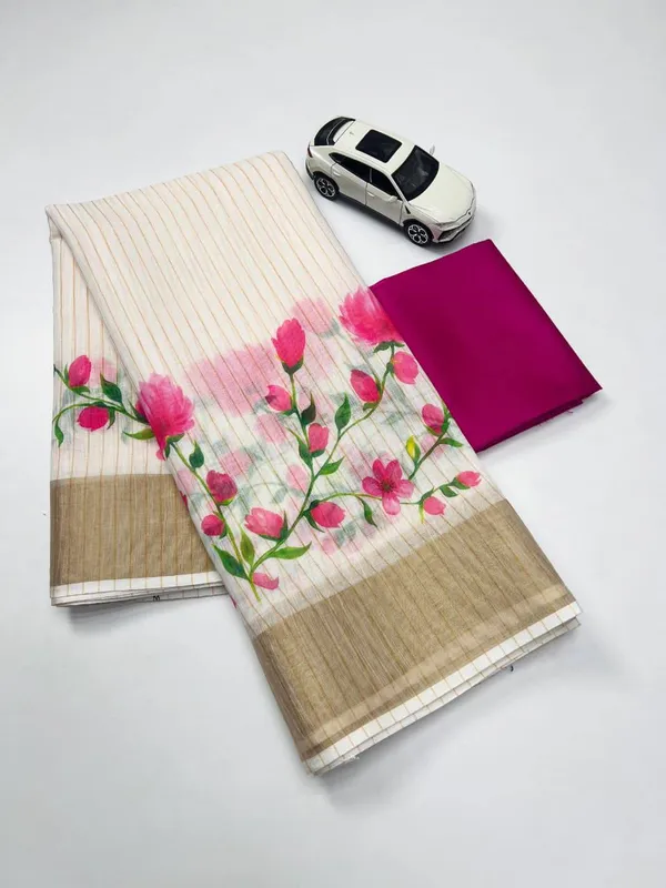 Pink_Blossom_Linen_Saree