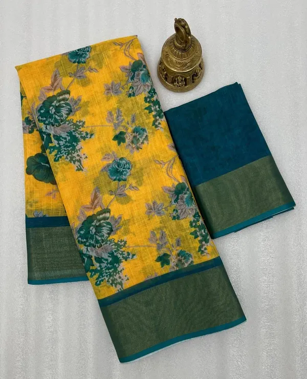 Golden_Linen_Printed_Saree