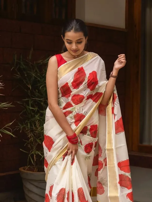 Scarlet_Bloom_Linen_Saree