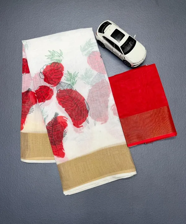 Scarlet_Bloom_Linen_Saree