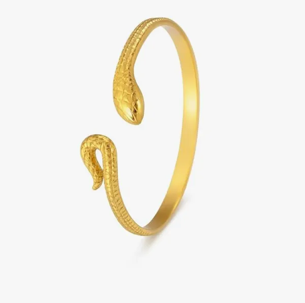 Gold-Plated_Snake_Design_Adjustable_Cuff_Bracelet