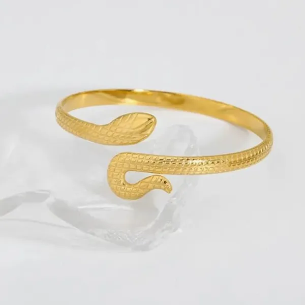 Gold-Plated_Snake_Design_Adjustable_Cuff_Bracelet
