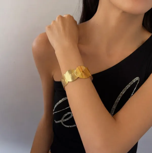 Gold-Toned_Spiral_Disc_Statement_Cuff_Bracelet