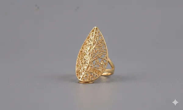 Gold-Plated_Filigree_Leaf_Statement_Ring