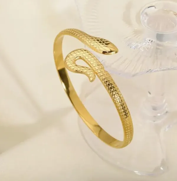 Gold-Plated_Snake_Design_Adjustable_Cuff_Bracelet