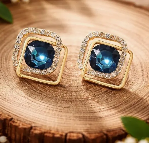 Blue_Crystal_Cushion_Cut_Square_Stud_Earrings_with_Halo_Setting