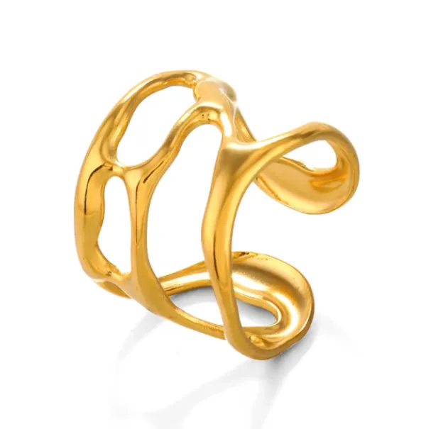 Gold-Toned_Abstract_Wave_Design_Statement_Ring