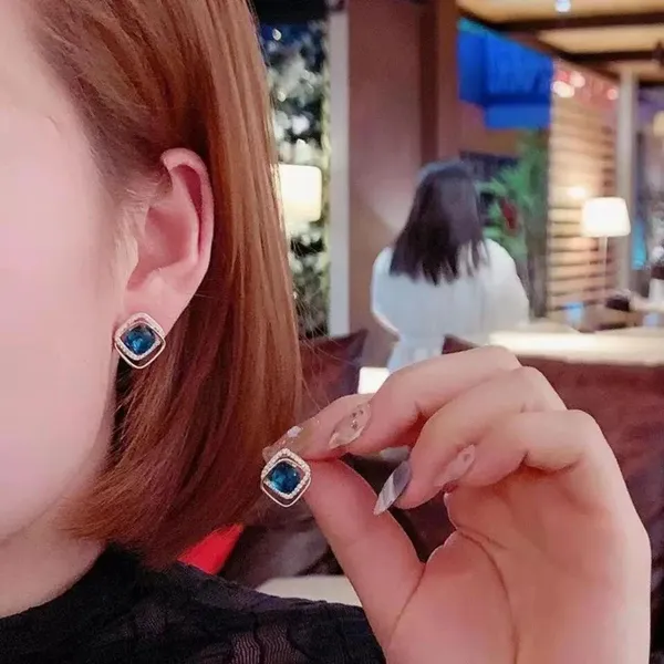 Blue_Crystal_Cushion_Cut_Square_Stud_Earrings_with_Halo_Setting