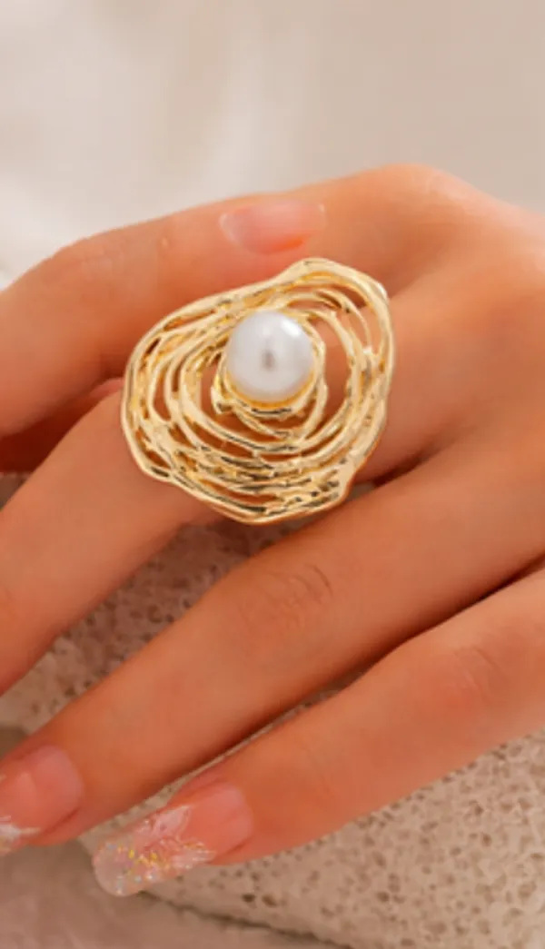 Gold-Toned_Spiral_Statement_Ring_with_Pearl_Center