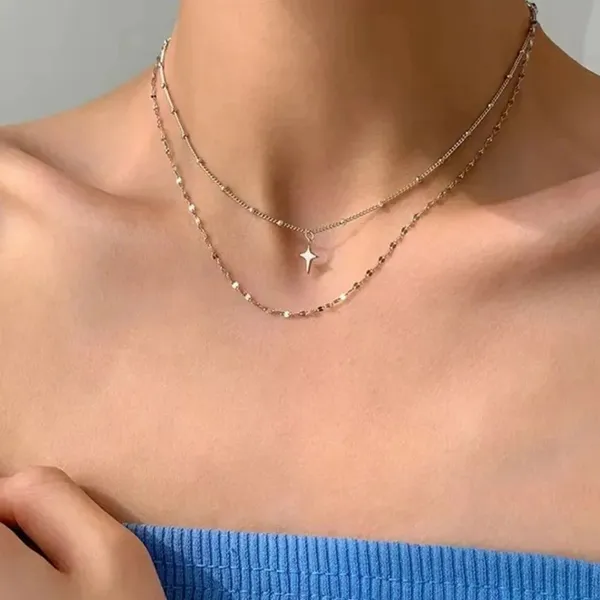 Delicate_Layered_Star_Pendant_Necklace_Set_-_Silver_&_Gold_Tone