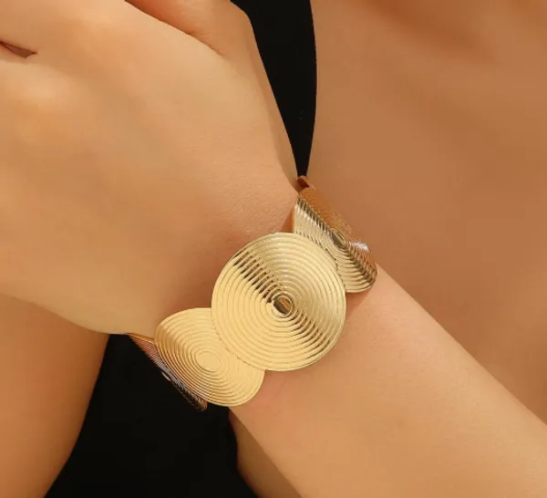 Gold-Toned_Spiral_Disc_Statement_Cuff_Bracelet