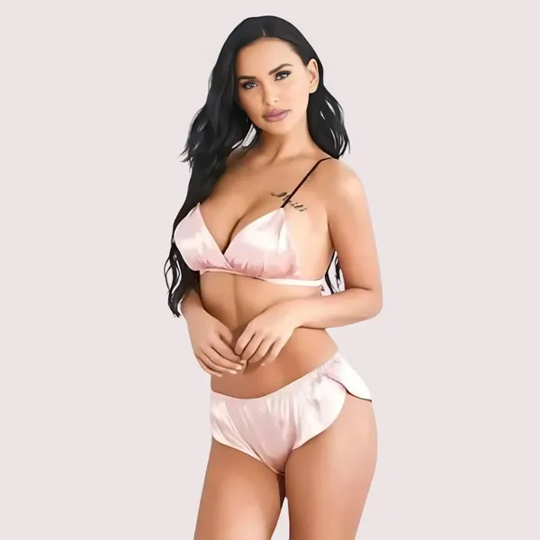 Pink_Silk_Bra_Set_For_Women