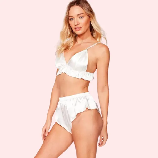 White_Silk_Satin_Coordinated_Bra_Set_For_Women
