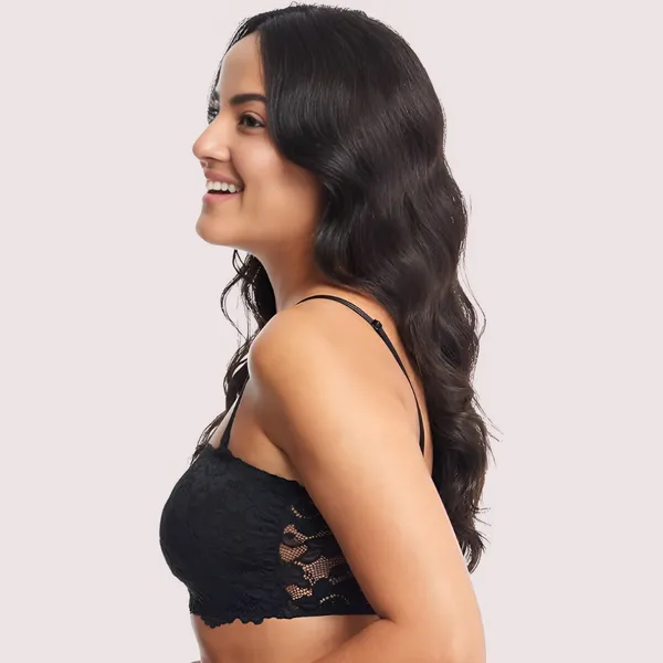 Dark_Black_Adjustable_Strap_Unpadded_Tube_Bra_For_Women