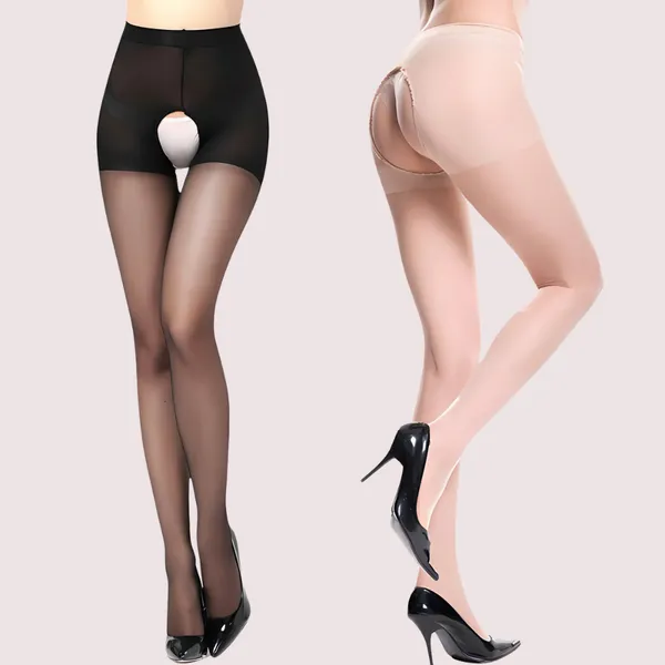 Multicolour_Sheer_Open-Crotch_Tights_For_Women_(Pack_Of_2)