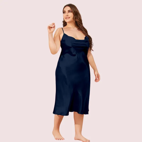 Dark_Blue_Satin_Cowl_Neck_Dress_For_Women