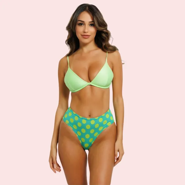 Green_Polka_Dot_High_Waist_Bikini_Bottom_For_Women
