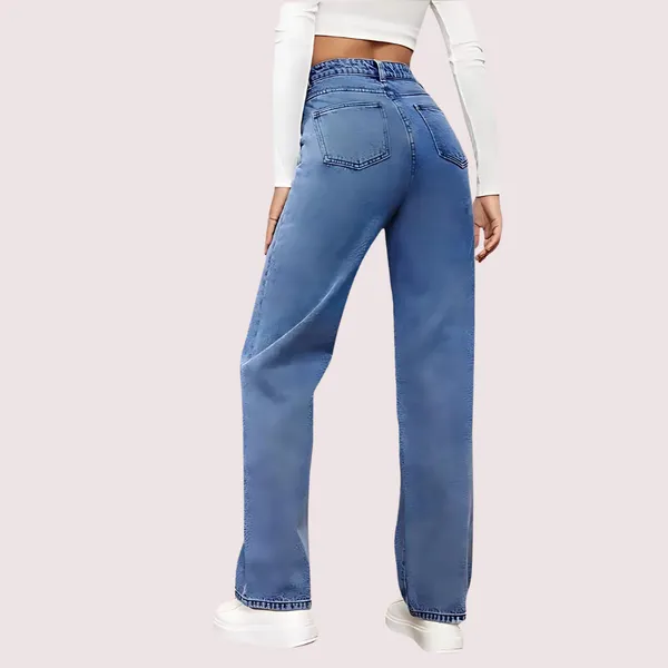Blue_Denim_High_Waist_Straight_Leg_Jeans_For_Women