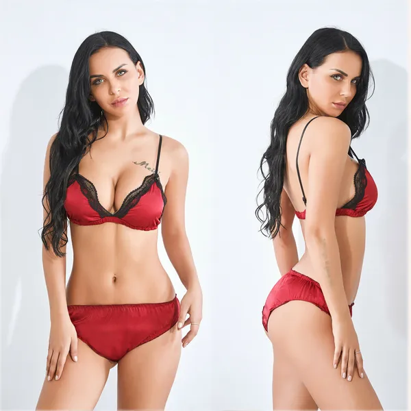 Red_Black_Satin_Sleepwear_Set_For_Women