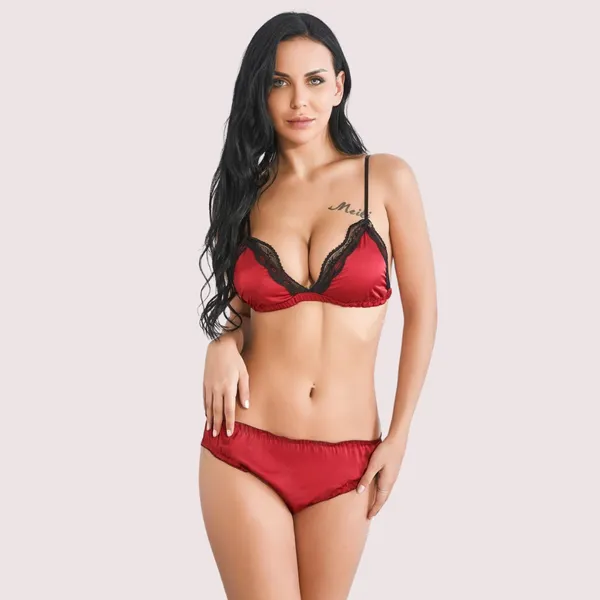 Red_Black_Satin_Sleepwear_Set_For_Women