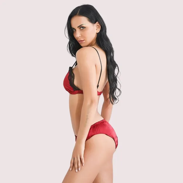 Red_Black_Satin_Sleepwear_Set_For_Women